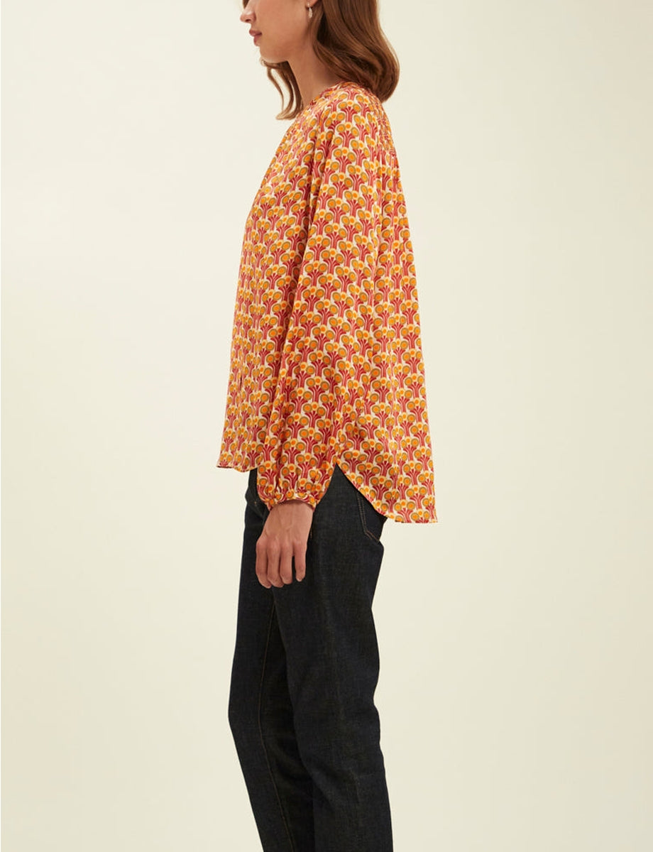 3qty RELIQUAT 95€ 0%  / Chemise boufante Josephine en soie mélangée - Fountain Red