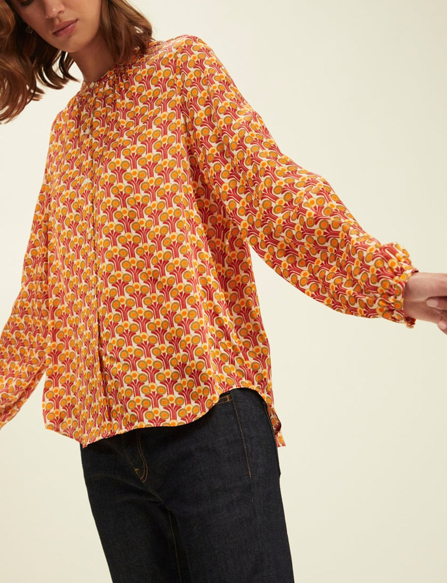 3qty RELIQUAT 95€ 0%  / Chemise boufante Josephine en soie mélangée - Fountain Red