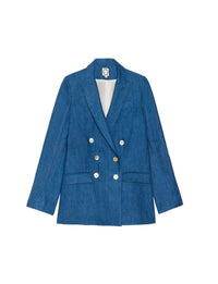 1qty RELIQUAT 120€ 66,7%  / Blazer croisé Ezio en lin - Blue Denim