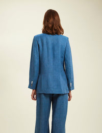 1qty RELIQUAT 120€ 66,7%  / Blazer croisé Ezio en lin - Blue Denim