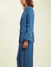 1qty RELIQUAT 120€ 66,7%  / Blazer croisé Ezio en lin - Blue Denim