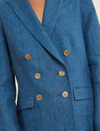 1qty RELIQUAT 120€ 66,7%  / Blazer croisé Ezio en lin - Blue Denim