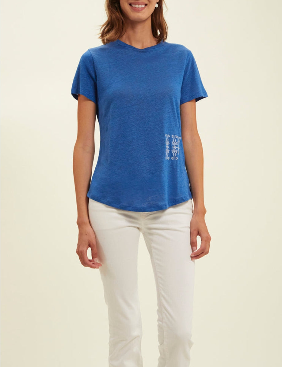 2qty RELIQUAT 20€ 20%  / T-shirt droit Lisette en lin - Blue Cobalt