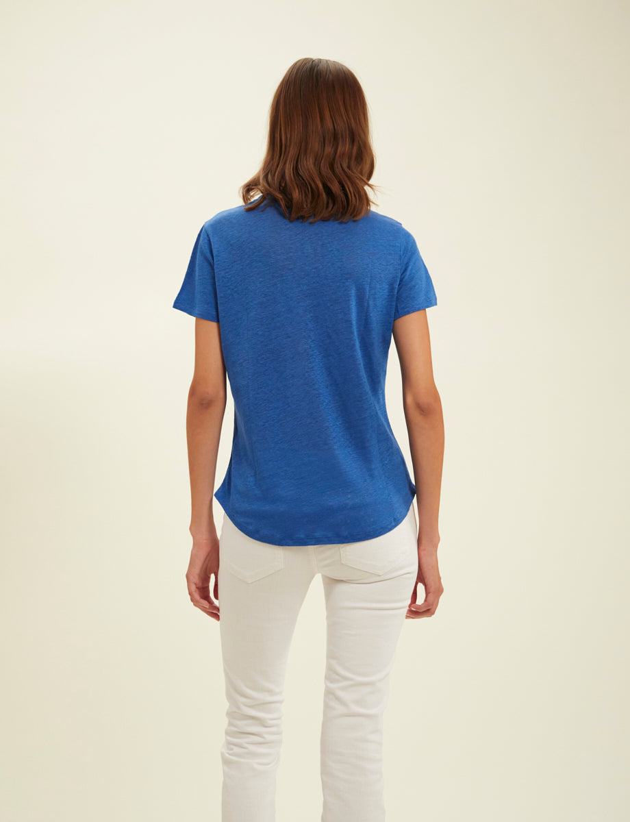 2qty RELIQUAT 20€ 20%  / T-shirt droit Lisette en lin - Blue Cobalt