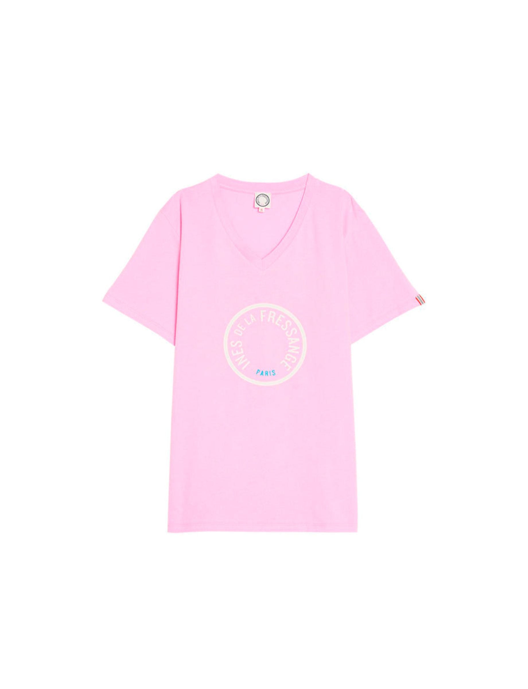 2qty RELIQUAT 20€ 0%  / T-shirt col V Aurore - Pink White Logo