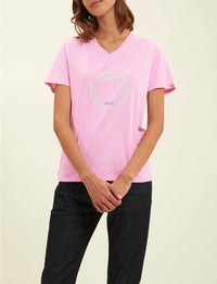 2qty RELIQUAT 20€ 0%  / T-shirt col V Aurore - Pink White Logo
