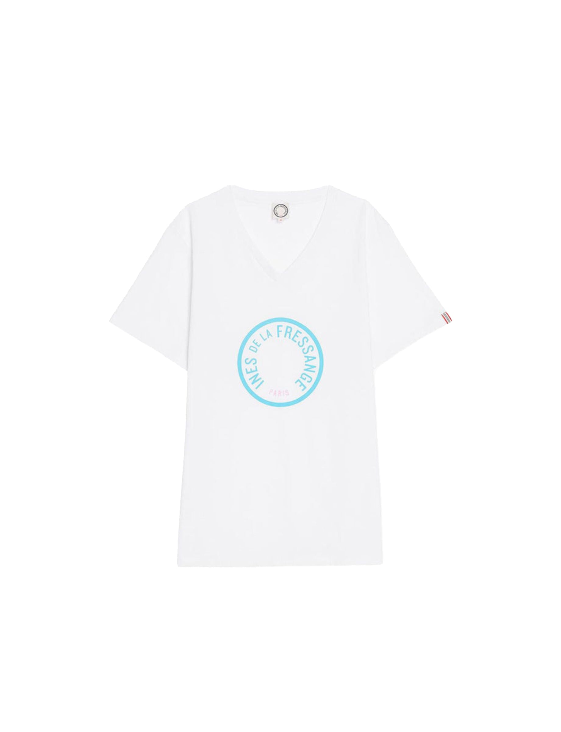 9qty RELIQUAT 20€ 0%  / T-shirt col V Aurore - White Turquoise