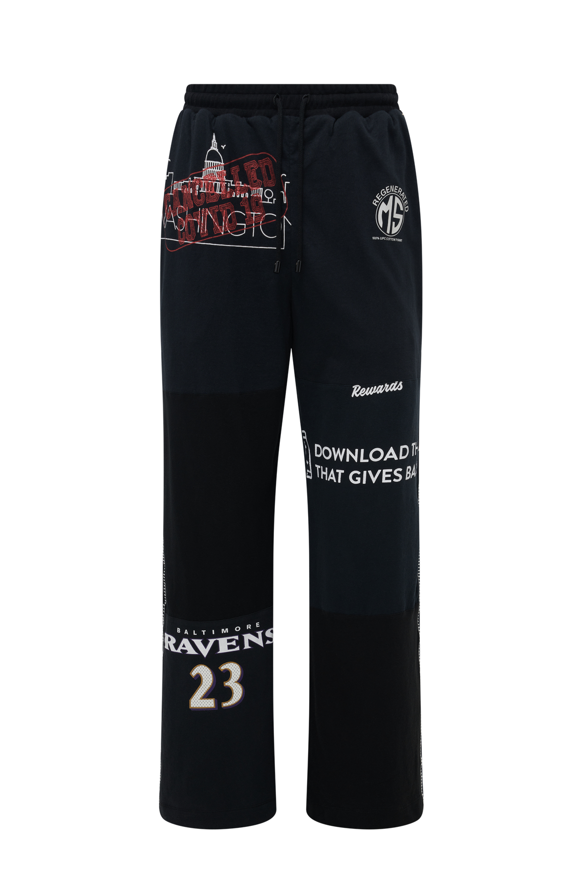 Pantalon fluide graphique Upcyclé unisex - Black