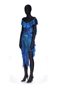 Robe longue drapée en soie - Cobalt