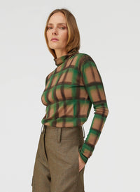 GREEN CHECK ROLLNECK