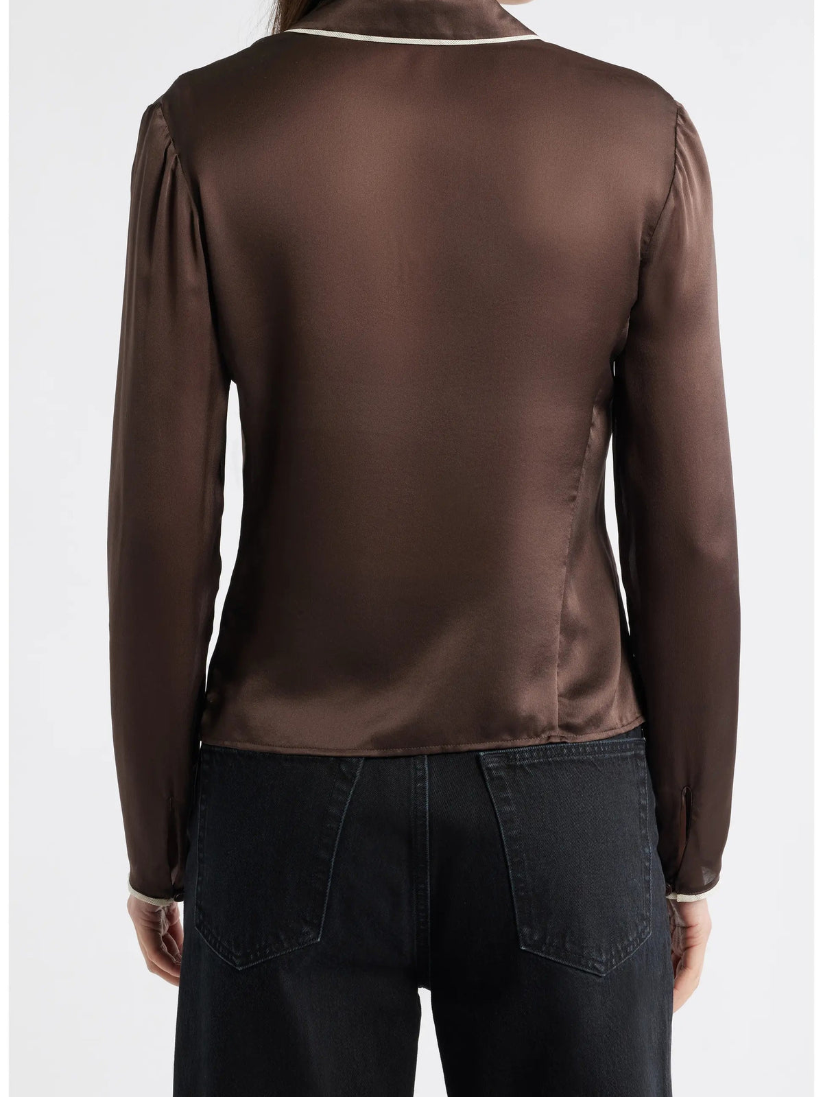 Chemise ajustée en soie - Coffee