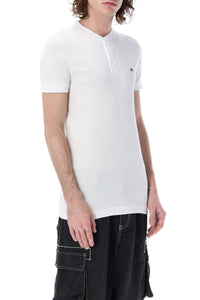 Chemise henley boutonnée en coton - White