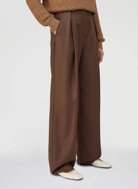 MAUVE DOUBLE-PLEATED WIDE-LEG PANTS