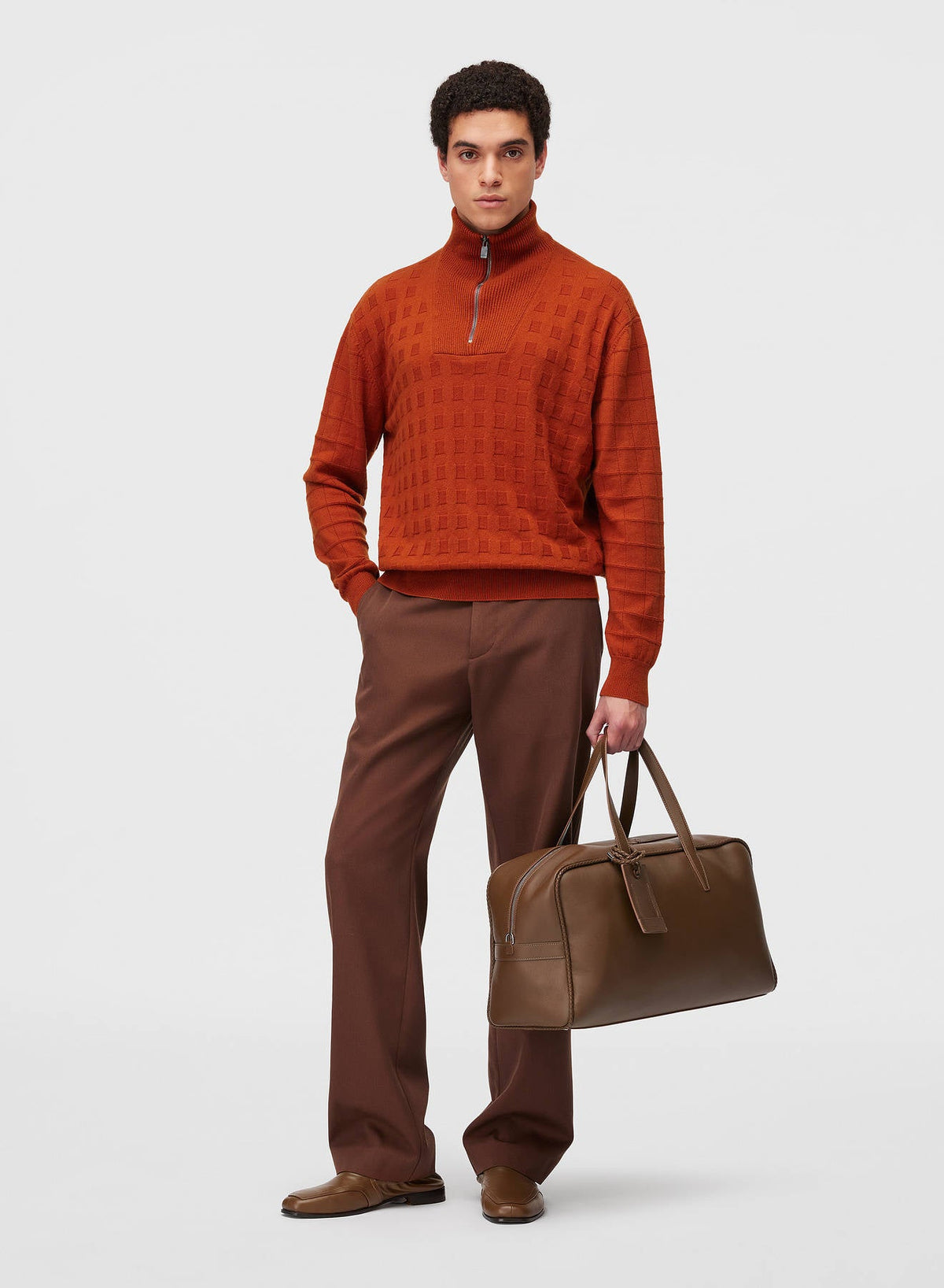 CLAY WINDOW ZIP UP MOCKNECK