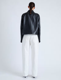 Veste courte à poches en cuir - Black