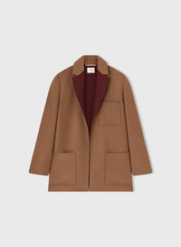 CAMEL AND AMARANTO CARDI BLAZER WITH NEEDLE PIN DETAIL