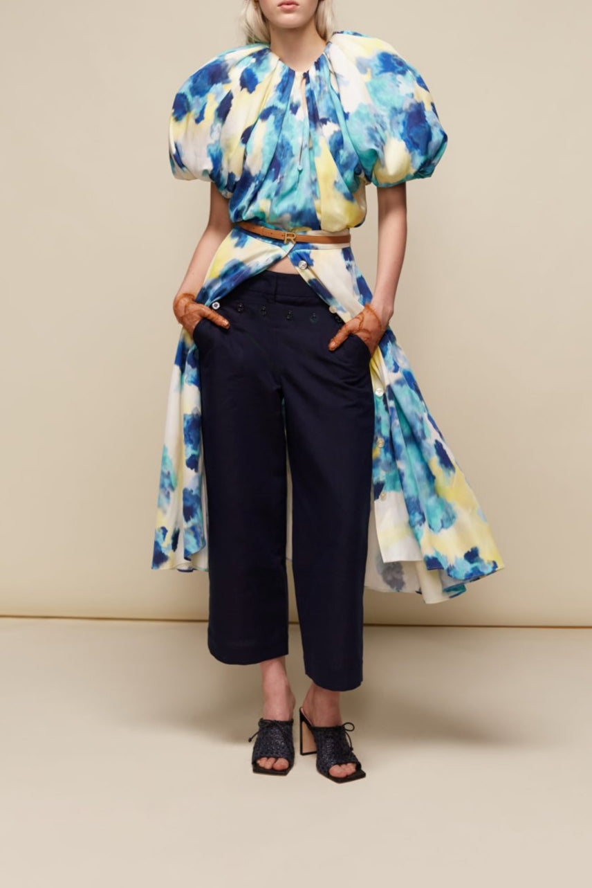 Blouse à manches bouffantes - Bleu