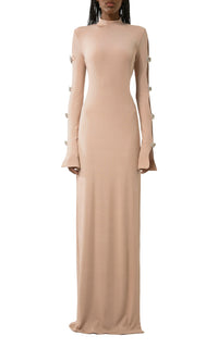 Cut-out maxi dress with rhinestone embellishments - Nude