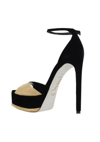 Sandales à plateforme Anastasia 130 à strass en satin - Nero & Sunshine