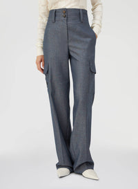 DENIM BLU EMBROIDERED CARGO PANTS