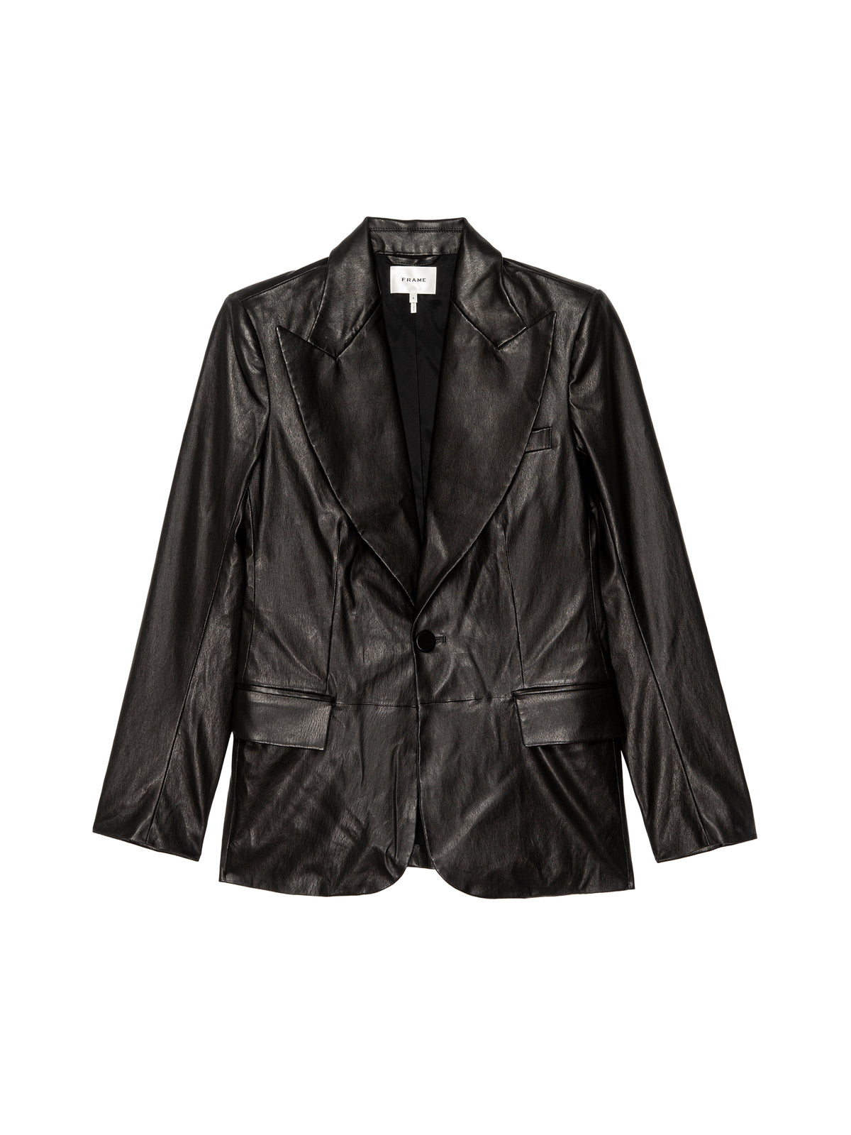 THE PEAK LAPEL LEATHER BLAZERBLACK