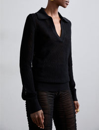 Pull Agnes tricoté en zig zag - Black