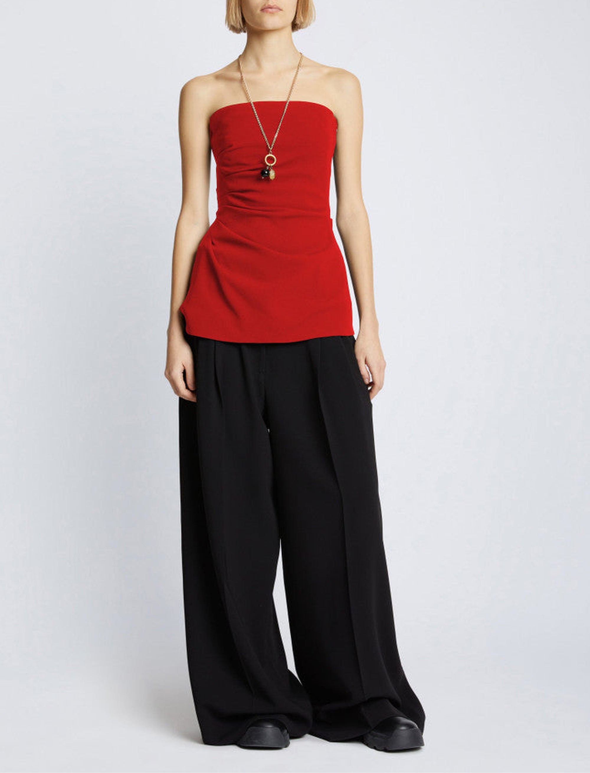 Top bustier à fronces - Red