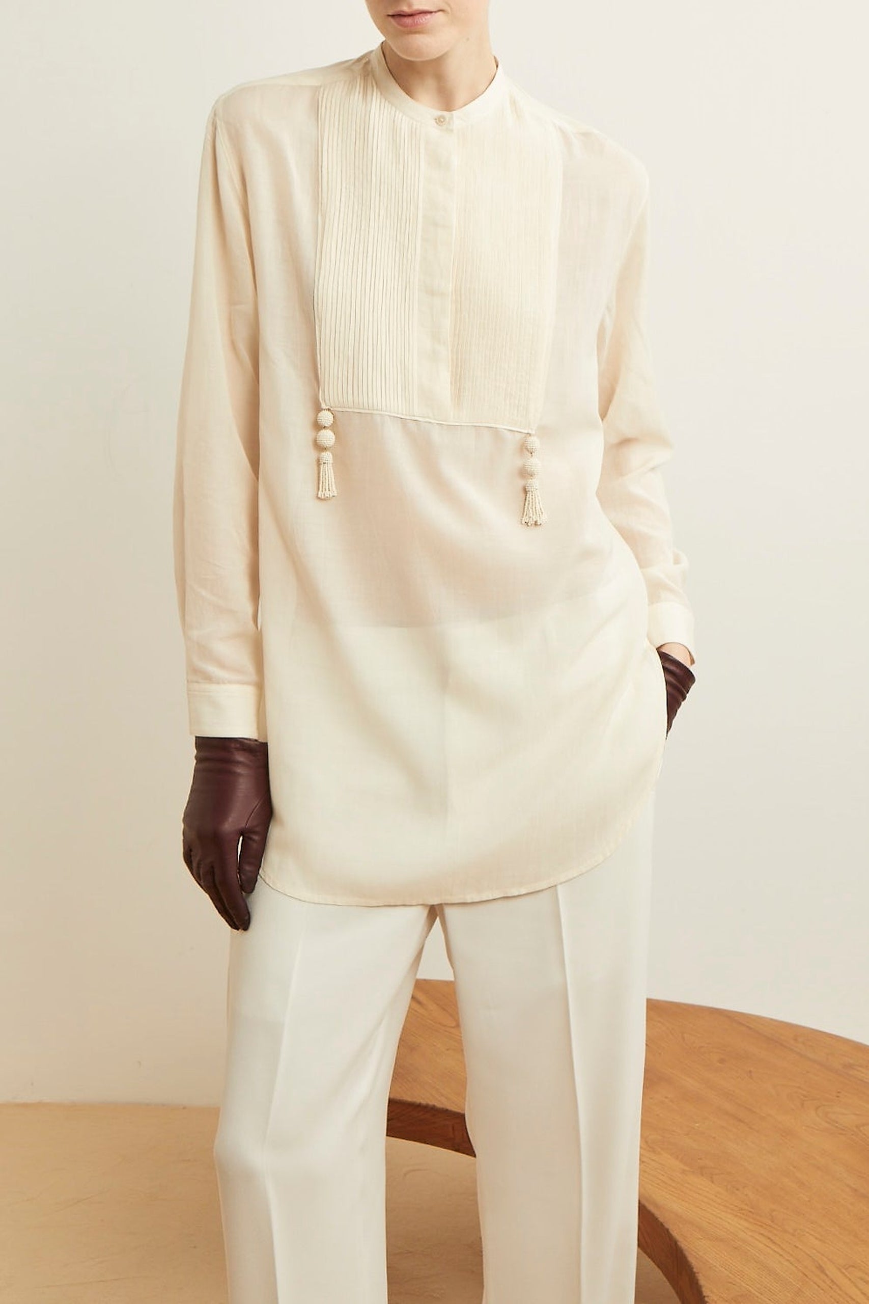 Blouse Ladu à col rond - Ecru