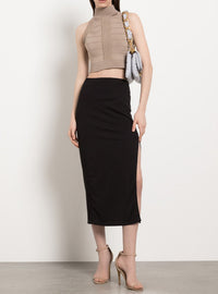 Sleeveless cropped top - Sand
