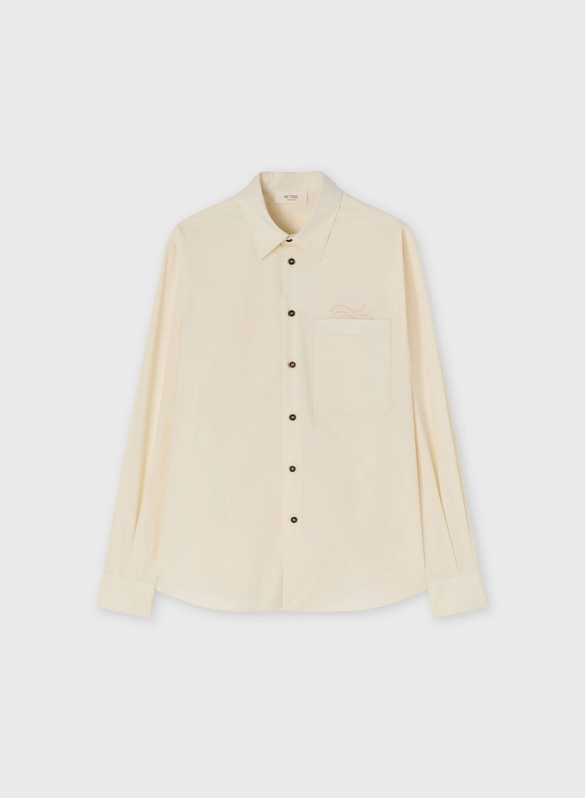 BUTTER POPELINE COTTON STRETCH SHIRT WITH EMBROIDERY
