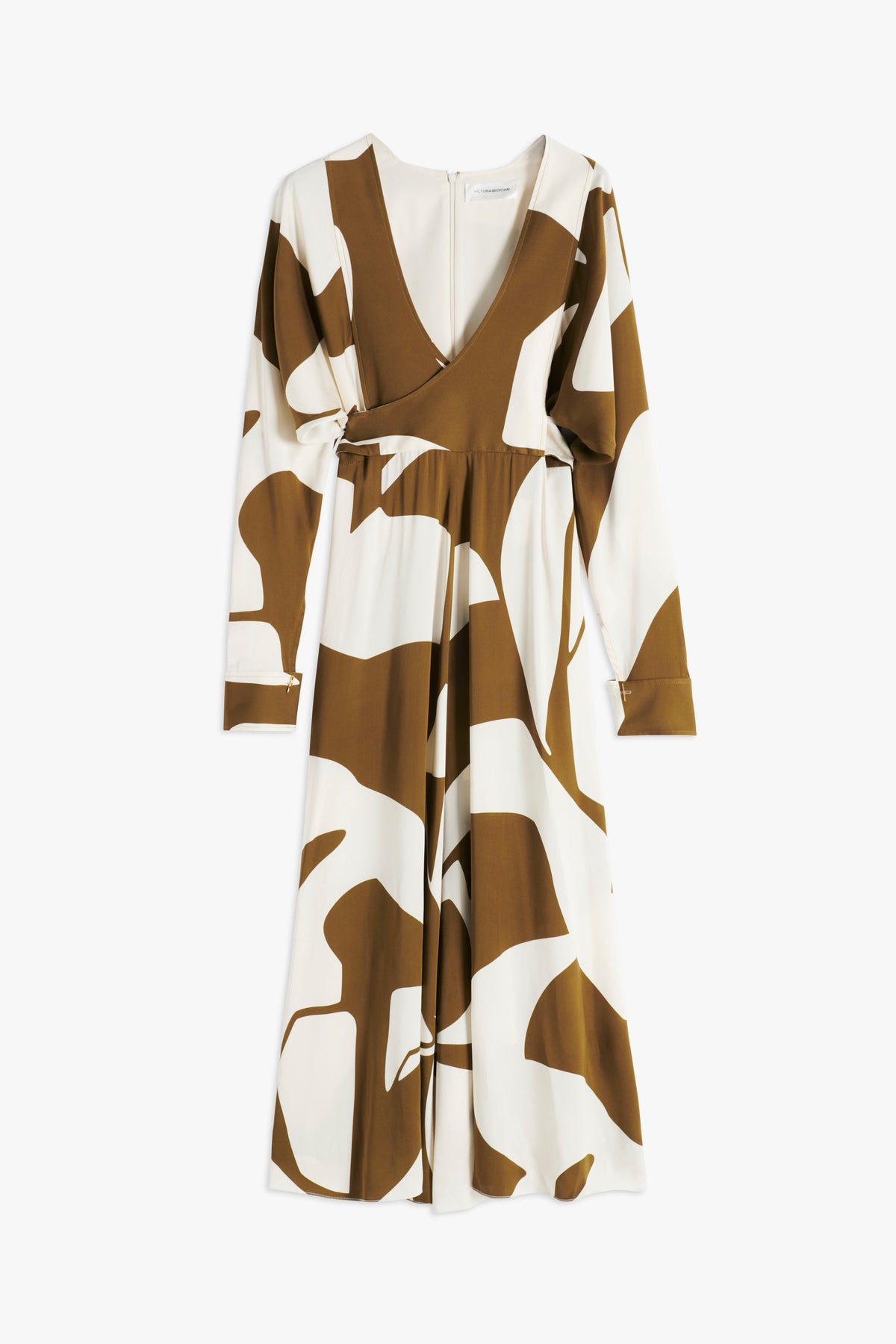 Wrap Midi Dress - Khaki/Cream