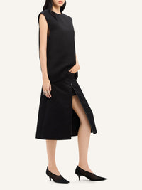 JUPE MIDI TAILLEUR ZIPPÉE EN SATIN