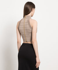 Sleeveless cropped top - Sand