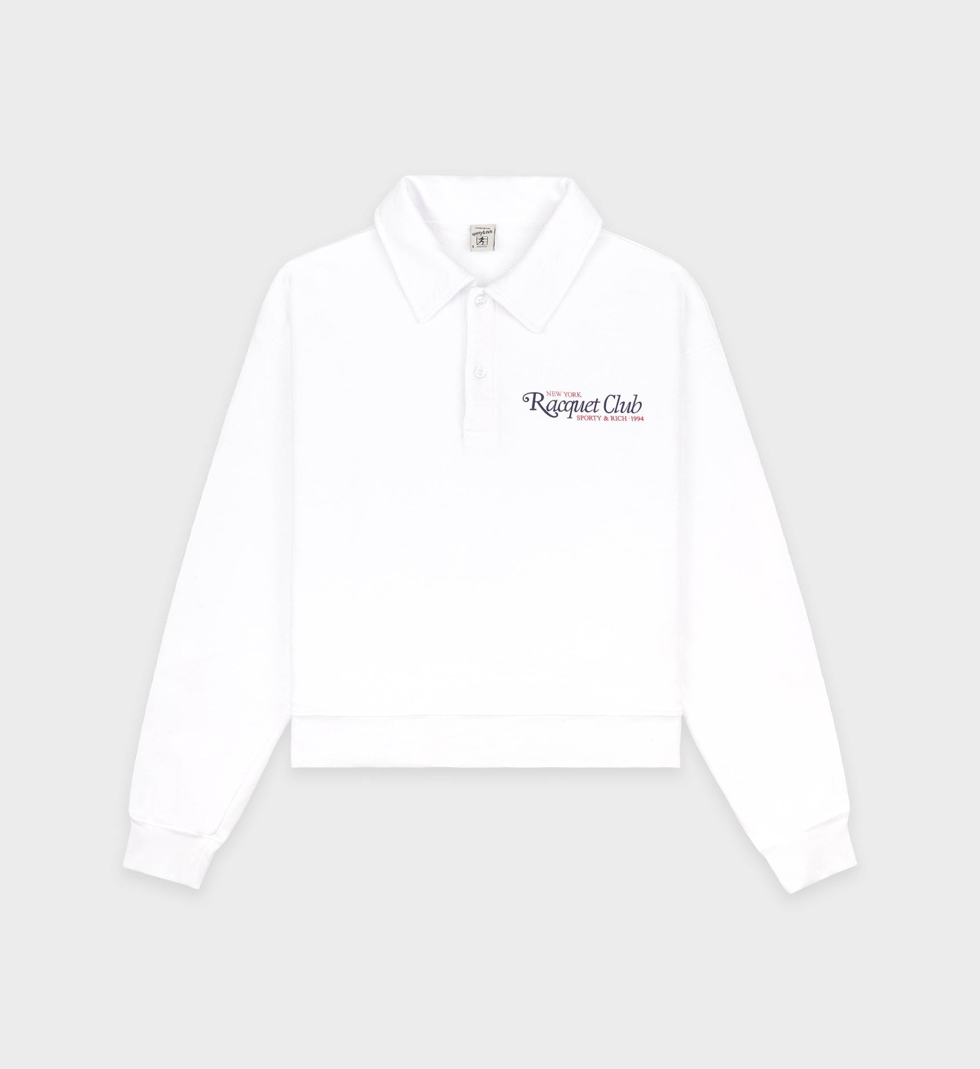 94 Racquet Club Cropped Polo - White & Navy & Red