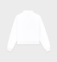 94 Racquet Club Cropped Polo - White & Navy & Red
