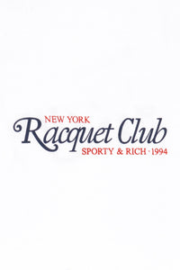 94 Racquet Club Cropped Polo - White & Navy & Red