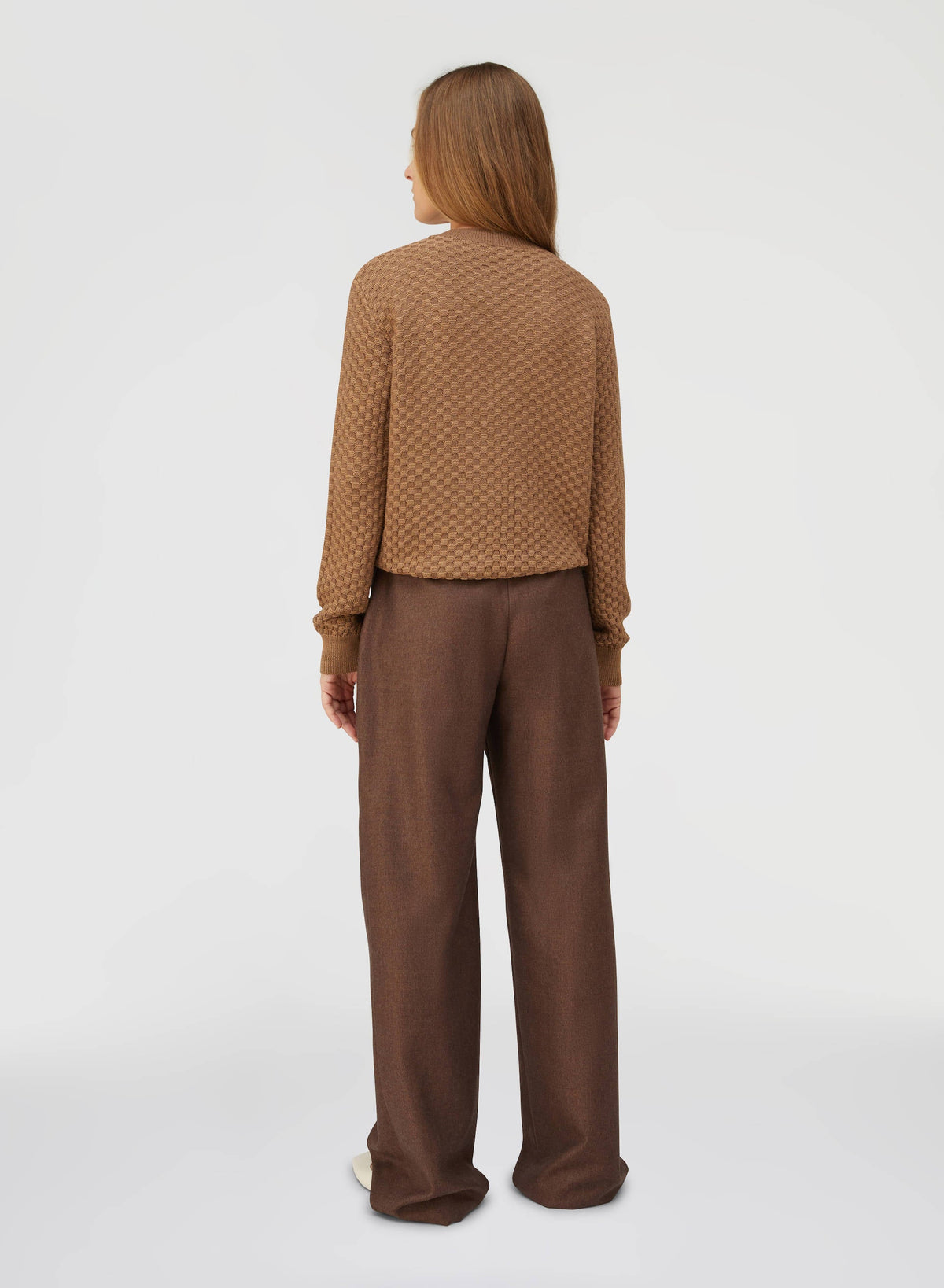 MAUVE DOUBLE-PLEATED WIDE-LEG PANTS