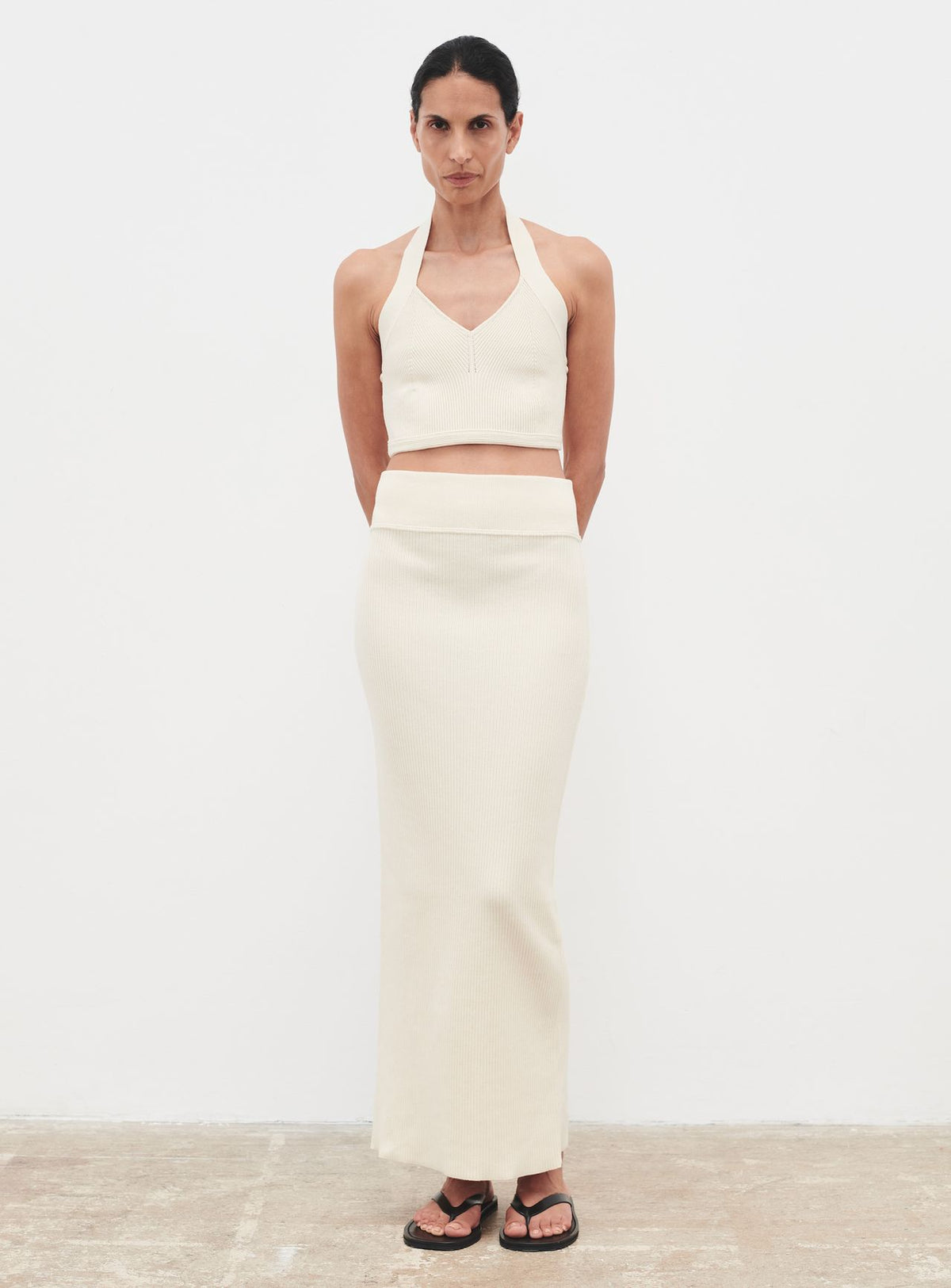 Contour Knit Halter - Creme