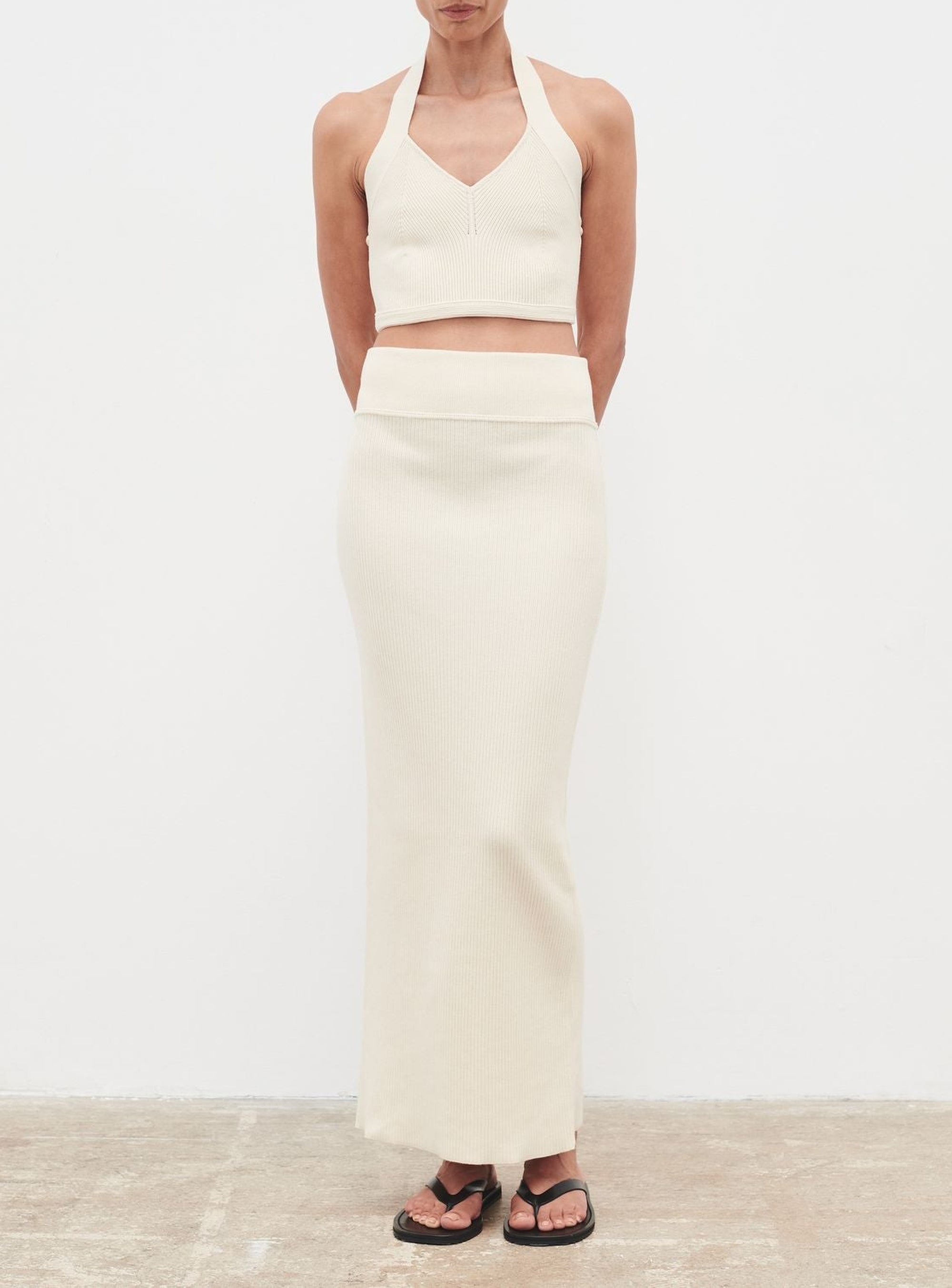 Contour Knit Halter - Creme