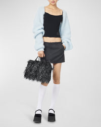 Petit sac The Tote Bag en fausse fourrure - Black & Silver