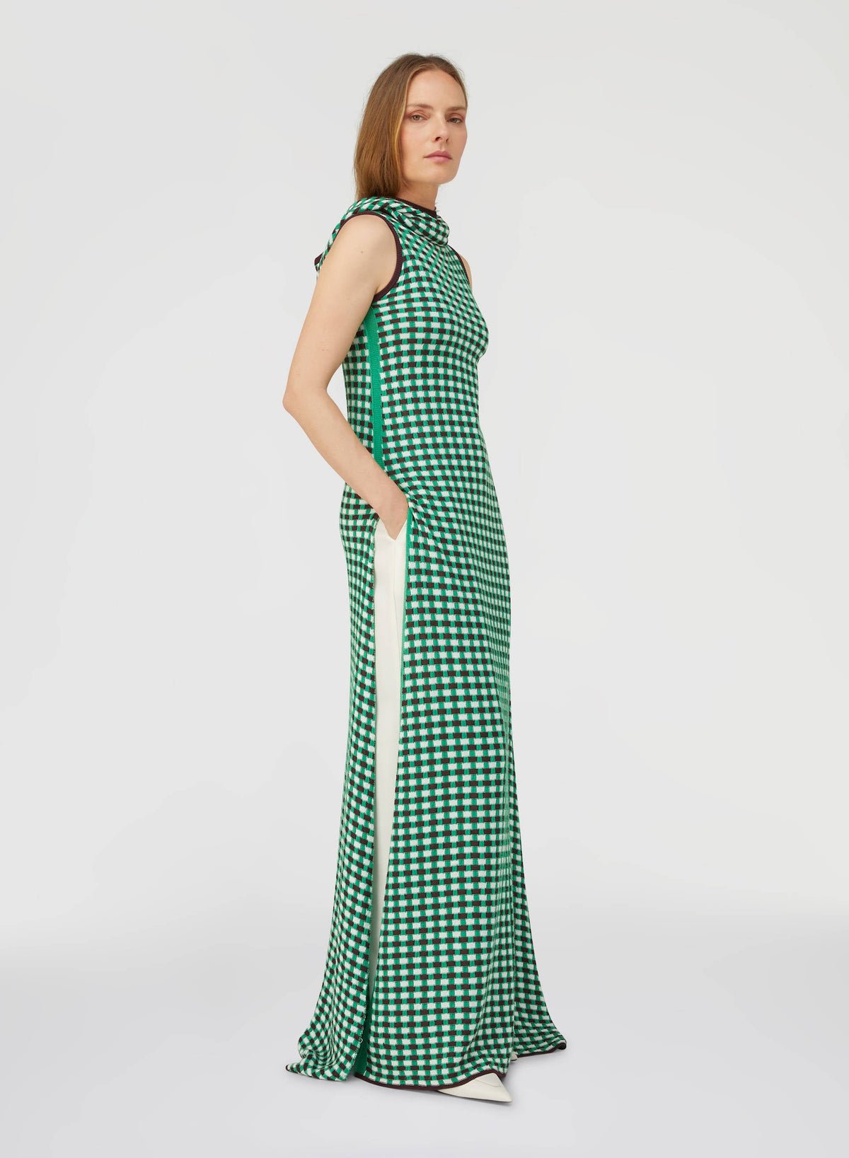 GREEN HOODED TUNIC DRESS