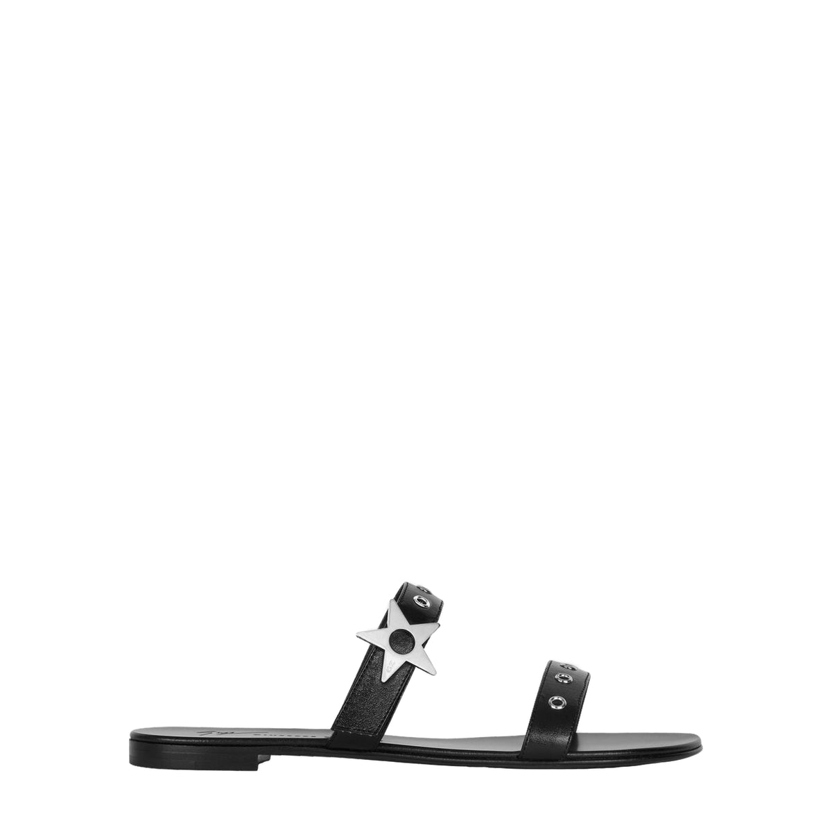 Mules à oeillets en cuir - Noir