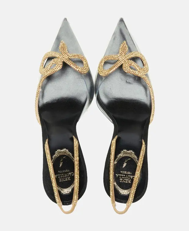 Slingbacks Olivia 105 à strass en satin - Nero & Sunshine