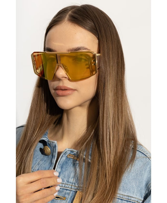 Gold Crystal Grey with Gold Flakes Side Lens w /PB pattern LE MASQUE Lunettes de soleil