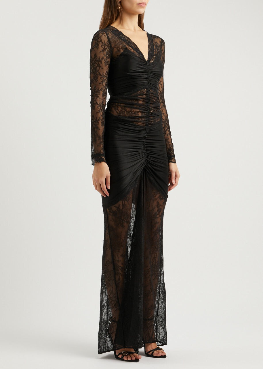 Robe longue en dentelle - Black