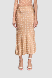 Jupe midi Moon en satin - Dark Camel