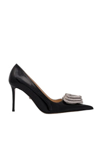 Triple Heart 95 pumps in patent leather & rhinestone - Black