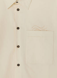 BUTTER POPELINE COTTON STRETCH SHIRT WITH EMBROIDERY