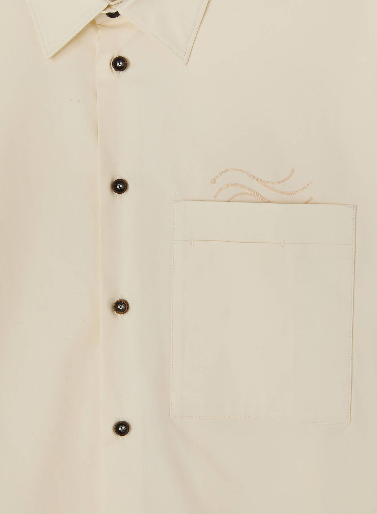 BUTTER POPELINE COTTON STRETCH SHIRT WITH EMBROIDERY