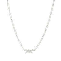 Collier Barbelé en Or blanc 18K serti de diamants - Blanc
